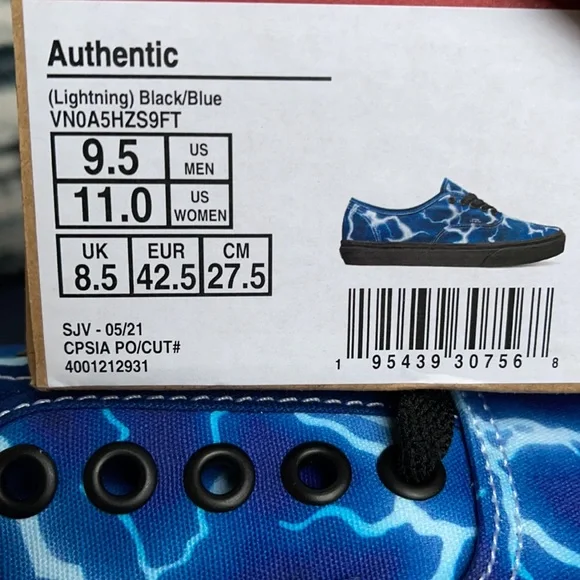 Vans Authentic Lightning Black/Blue MENS - Picture 16 of 16